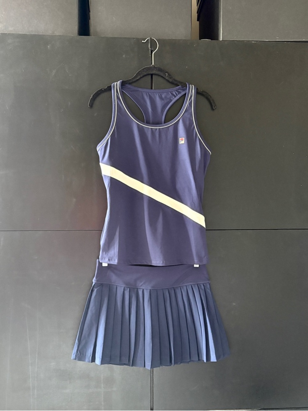 FILA Heritage Tank and Pleated Skirt Navy and Cream Set Size Medium EUC